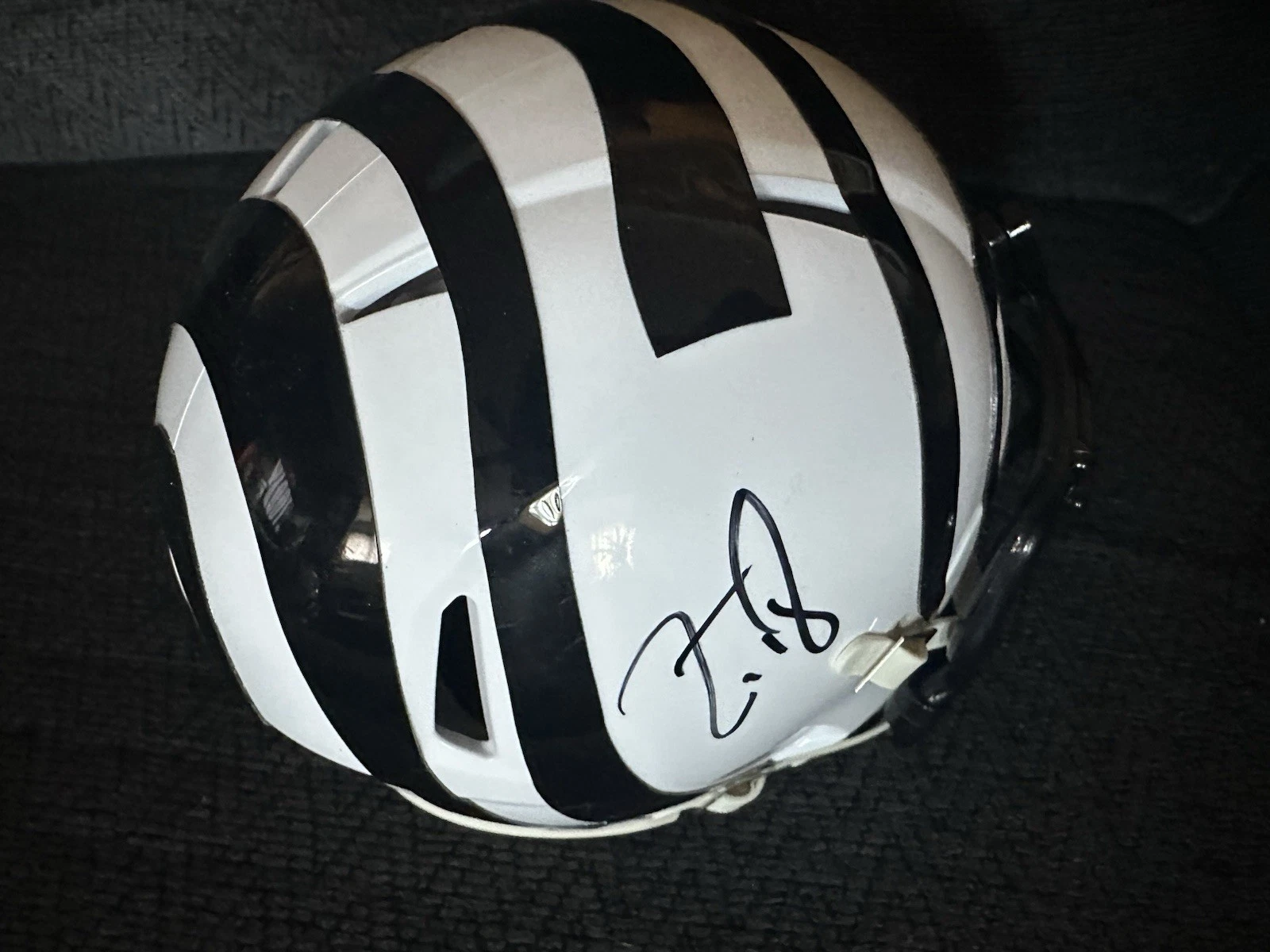 ZAC TAYLOR SIGNED CINCINNATI BENGALS WHITE  MINI HELMET AUTOGRAPHED COLLECTIBLE MEMORABILIA