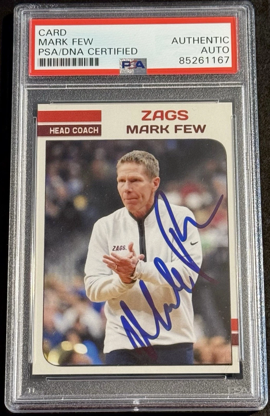 Mark Few Signed Autographed Gonzaga Bulldogs Custom Card PSA/DNA Slabbed