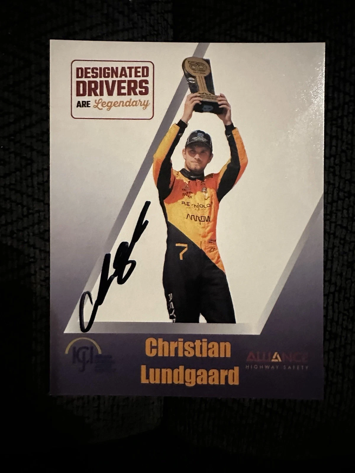 Christian Lundgaard 2025 Indy 500 Signed Promo Card 8/2/25 Designated Driver