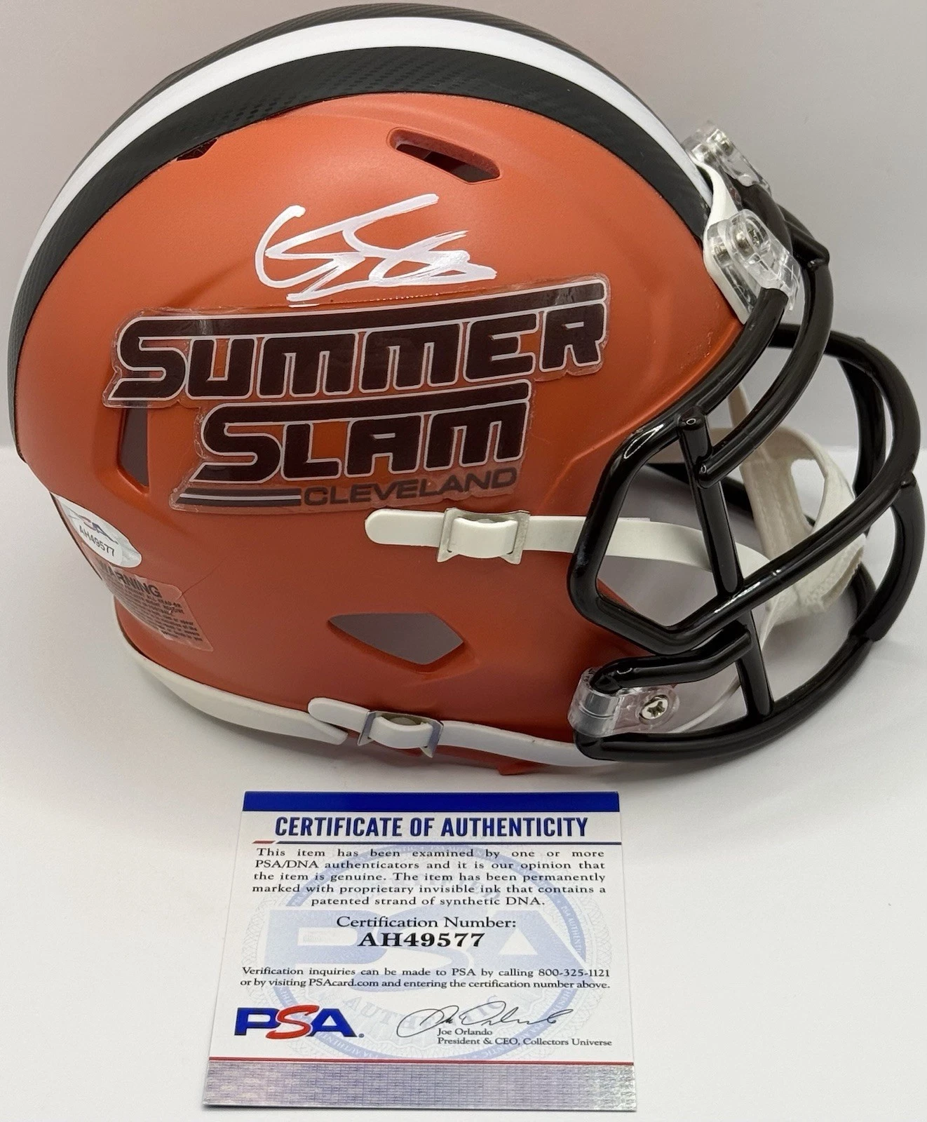 CODY RHODES SIGNED AUTOGRAPHED CLEVELAND SUMMERSLAM MINI HELMET PSA/DNA COA COLLECTIBLE MEMORABILIA