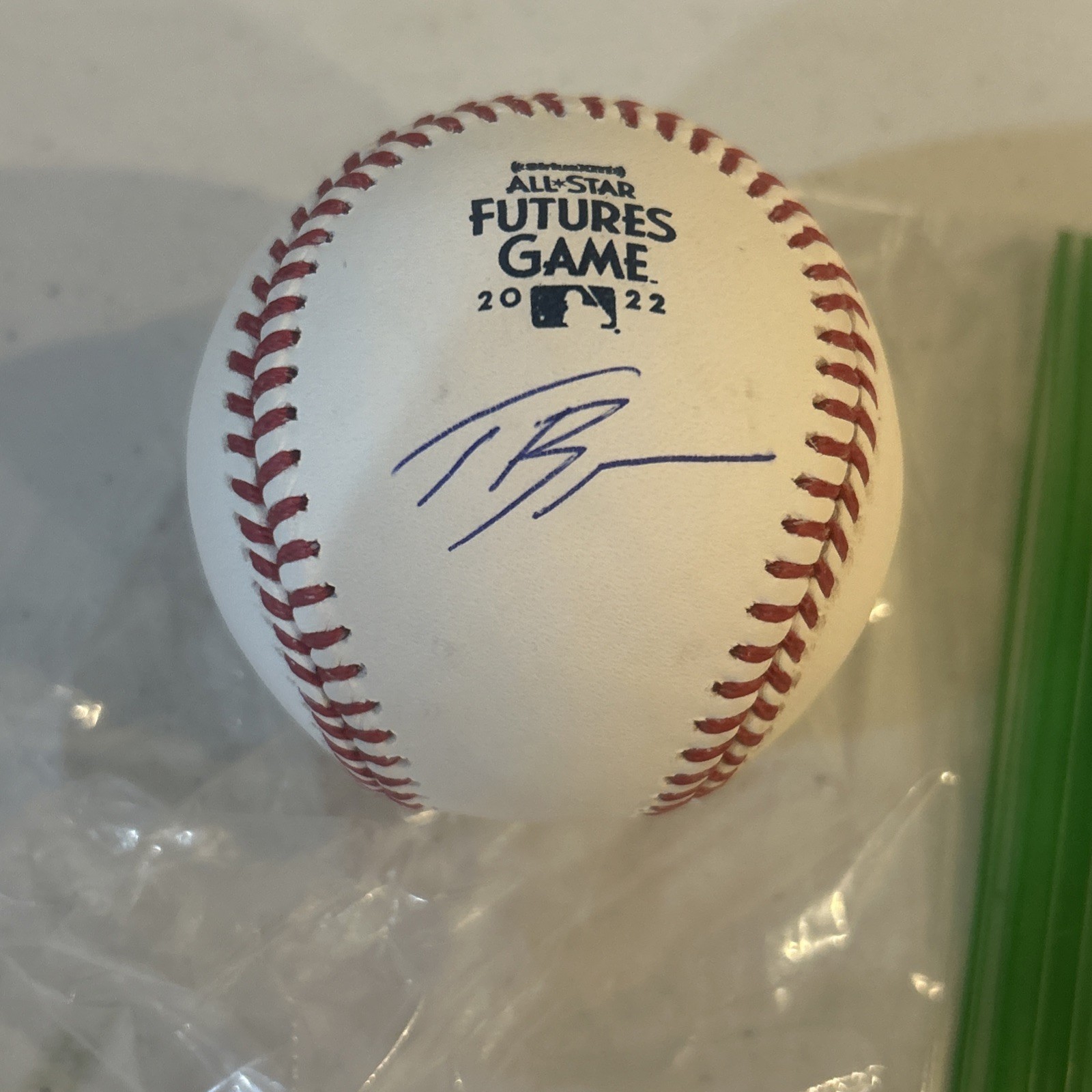 TAJ BRADLEY SIGNED AUTOGRAPH 2022 FUTURES GAME BALL ROMLB BAS COA BASEBALL RAYS