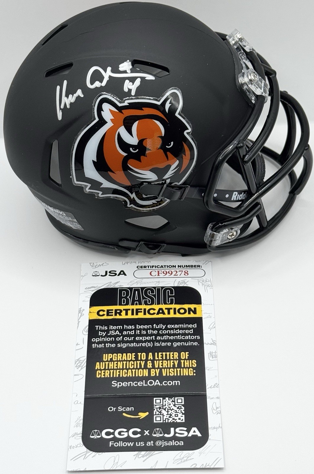 Ken Anderson Signed Autographed Custom Cincinnati Bengals Mini Helmet JSA COA