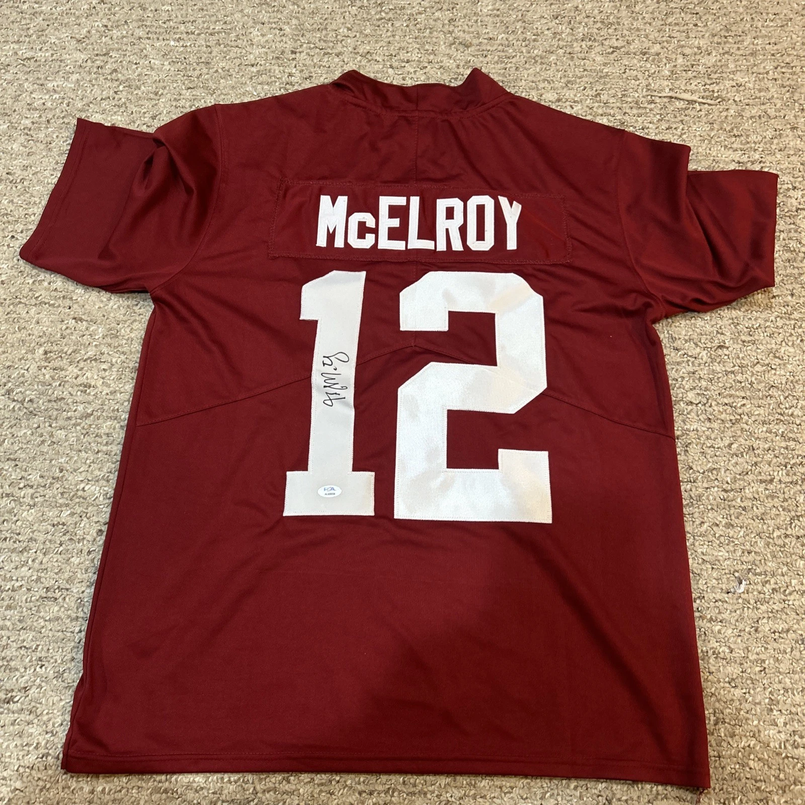 ALABAMA CRIMSON TIDE- GREG MCELROY SIGNED AUTOGRAPH JERSEY PSA COA FOOTBALL STAR