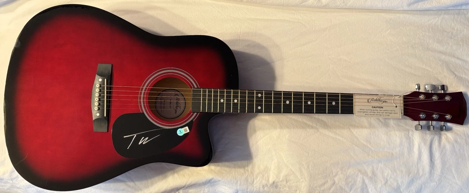 Tucker Wetmore Signed Autographed Red Guitar BAS Beckett COA Wine Into Water