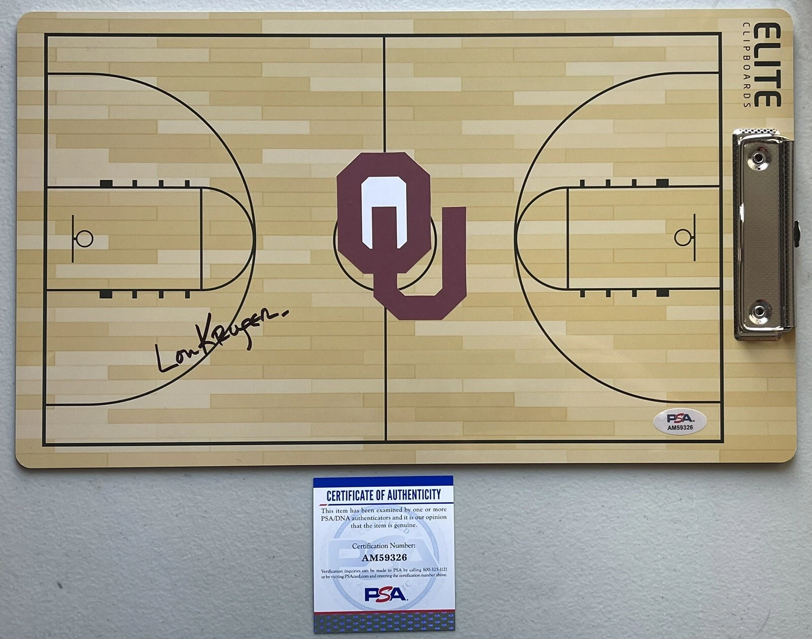 Lon Kruger Signed Autographed Coaches Clipboard Oklahoma Sooners PSA/DNA