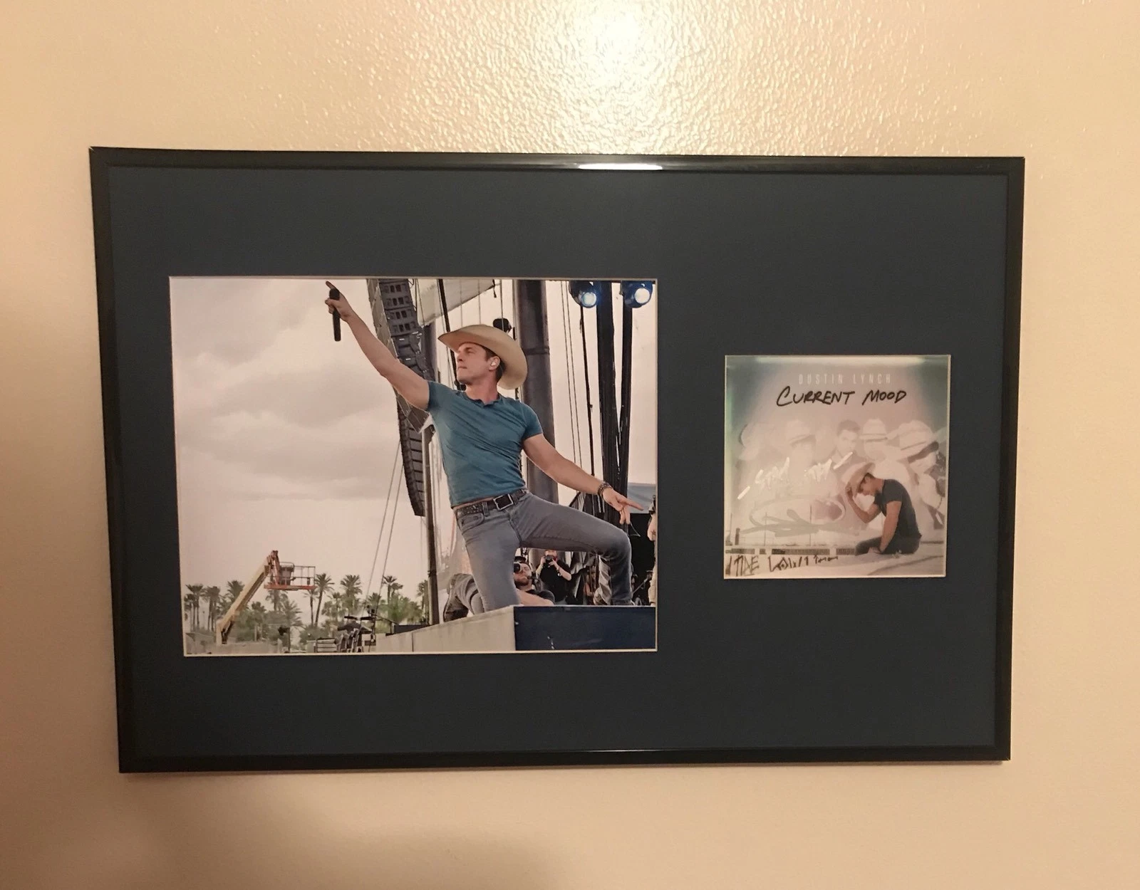 Dustin Lynch Signed Autographed Current Mood Custom Framed Cd Cover Psa/Dna