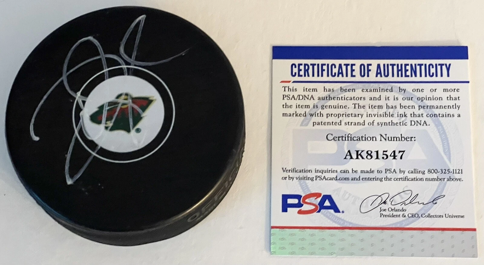 Devan Dubnyk Signed Autographed Minnesota Wild Logo Puck Stanley Cup PSA/DNA