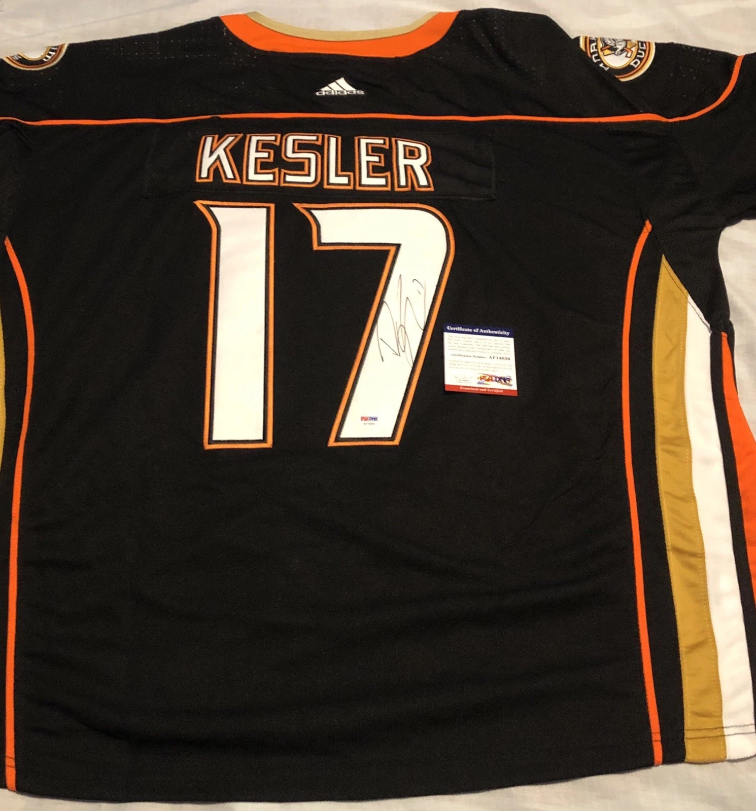 Ryan Kesler Signed Autographed Anaheim Ducks Jersey Stanley Cup Psa/Dna