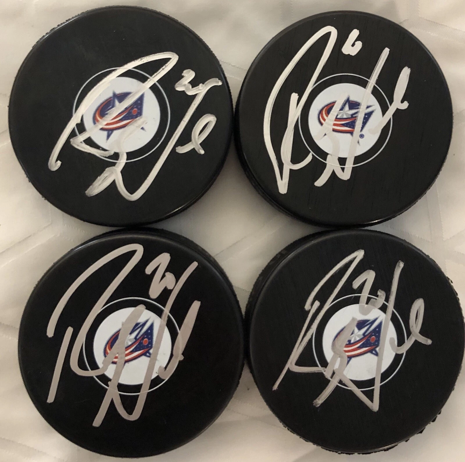 Riley Nash Signed Autographed Columbus Bluejackets Logo Puck PSA/DNA COA