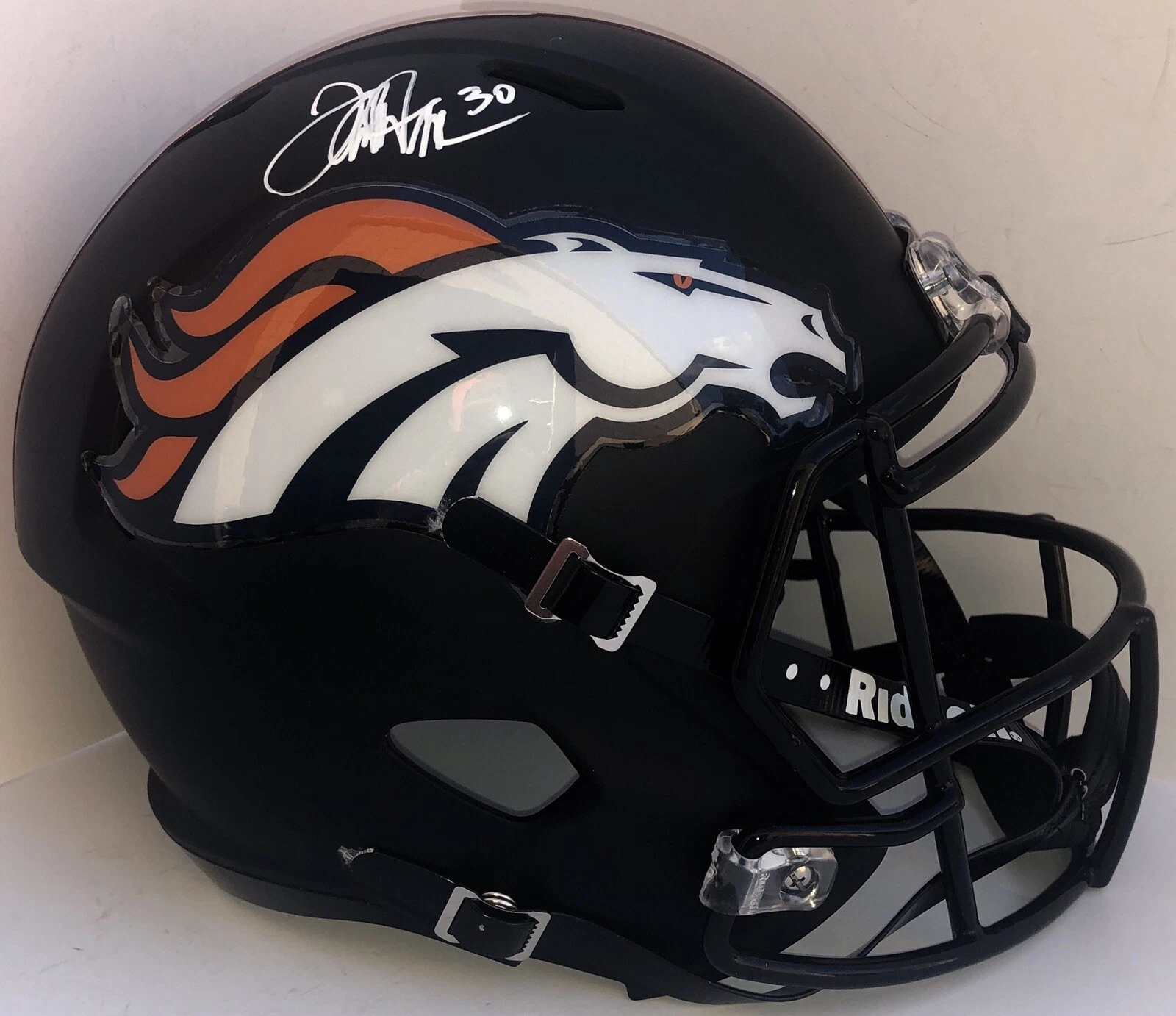 Terrell Davis Signed Autographed Denver Broncos F/S Custom Black Helmet Psa/Dna