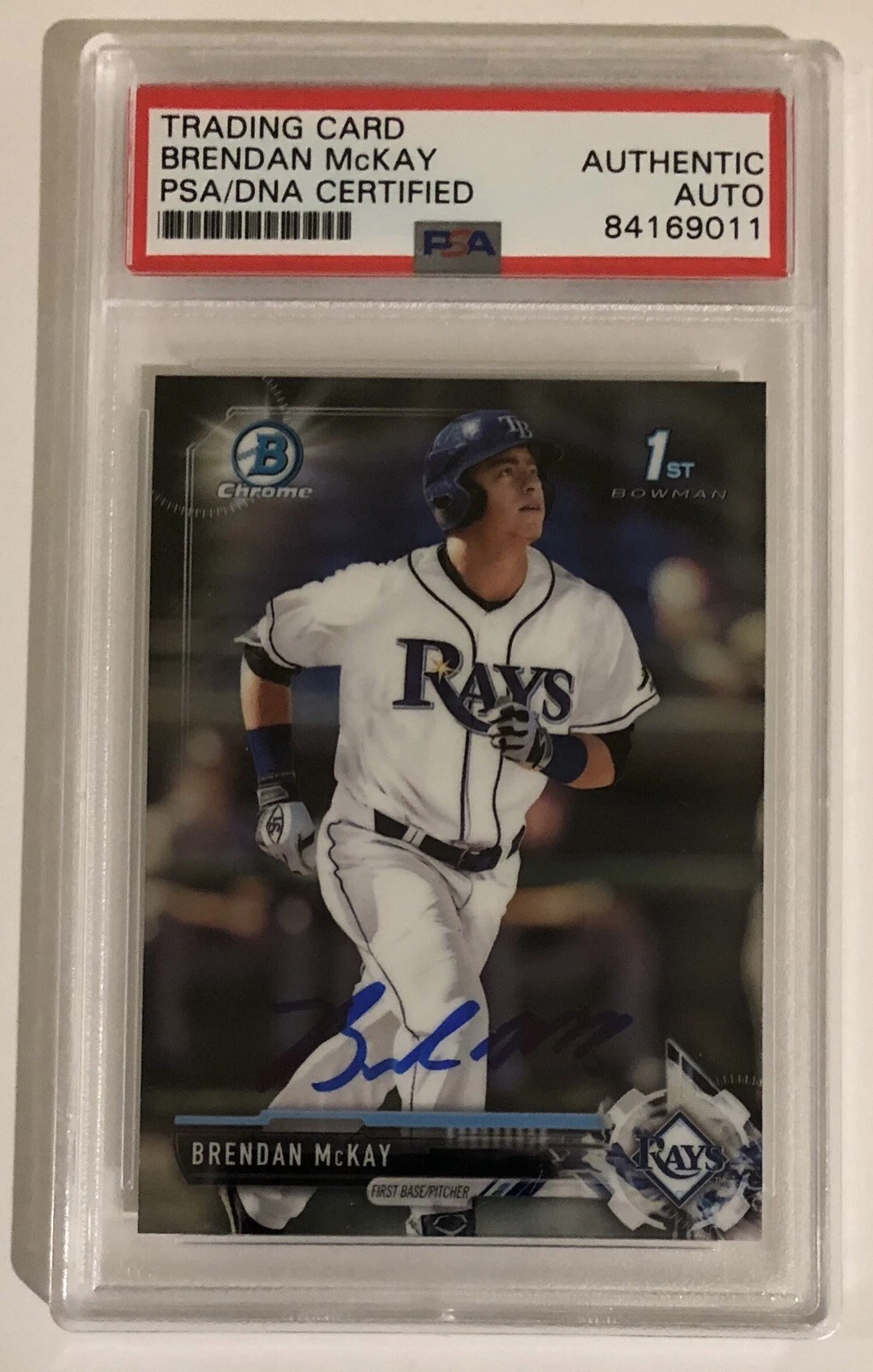 Brendan McKay Signed Auto 2017 Bowman Chrome Rookie Card Psa/Dna Tampa Bay Rays