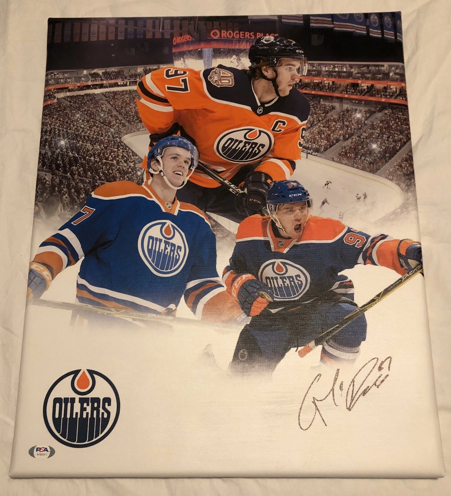 Connor Mcdavid Signed Autographed 16x20 Stretched Edmonton Oilers Canvas Psa/Dna
