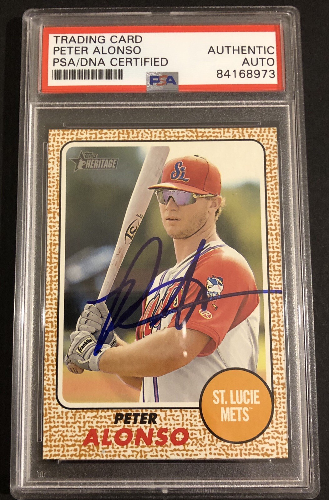 Peter Alonso Signed 2017 Topps Heritage Minor League Mets Rookie Card Psa/Dna