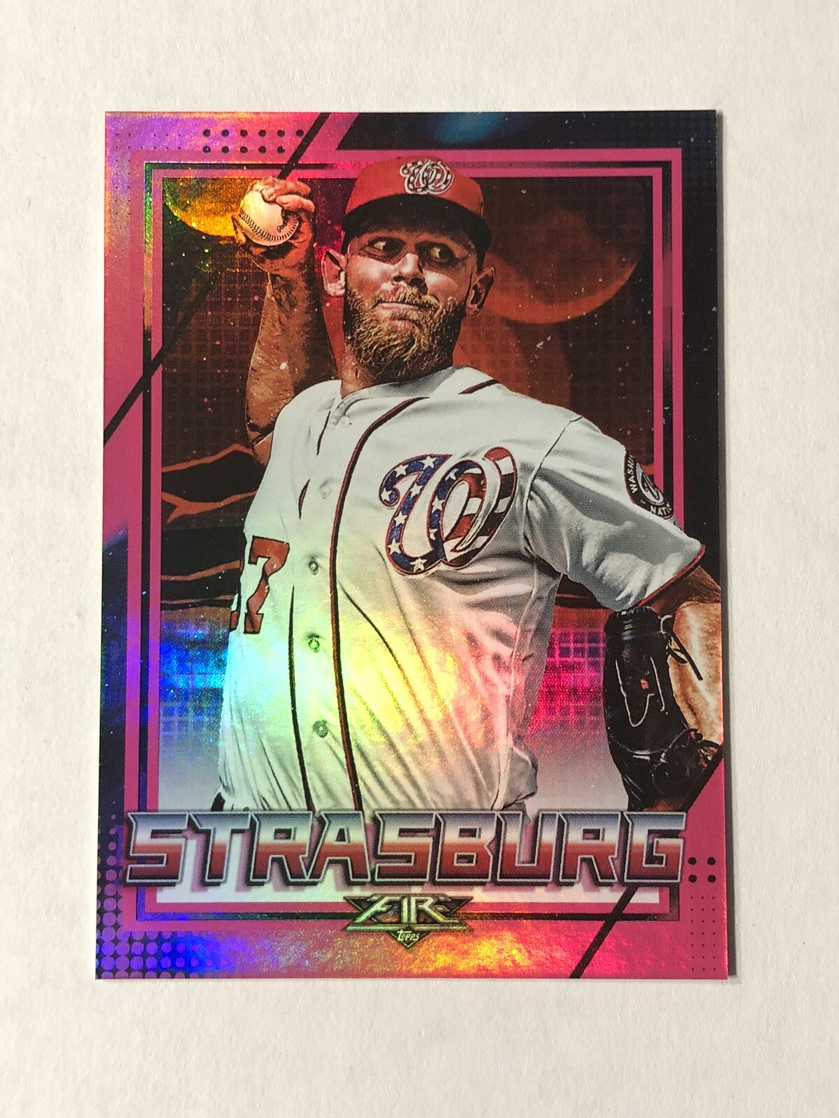 2020 Stephen Strasburg Topps Fire Pink Foil #07/25 Nationals