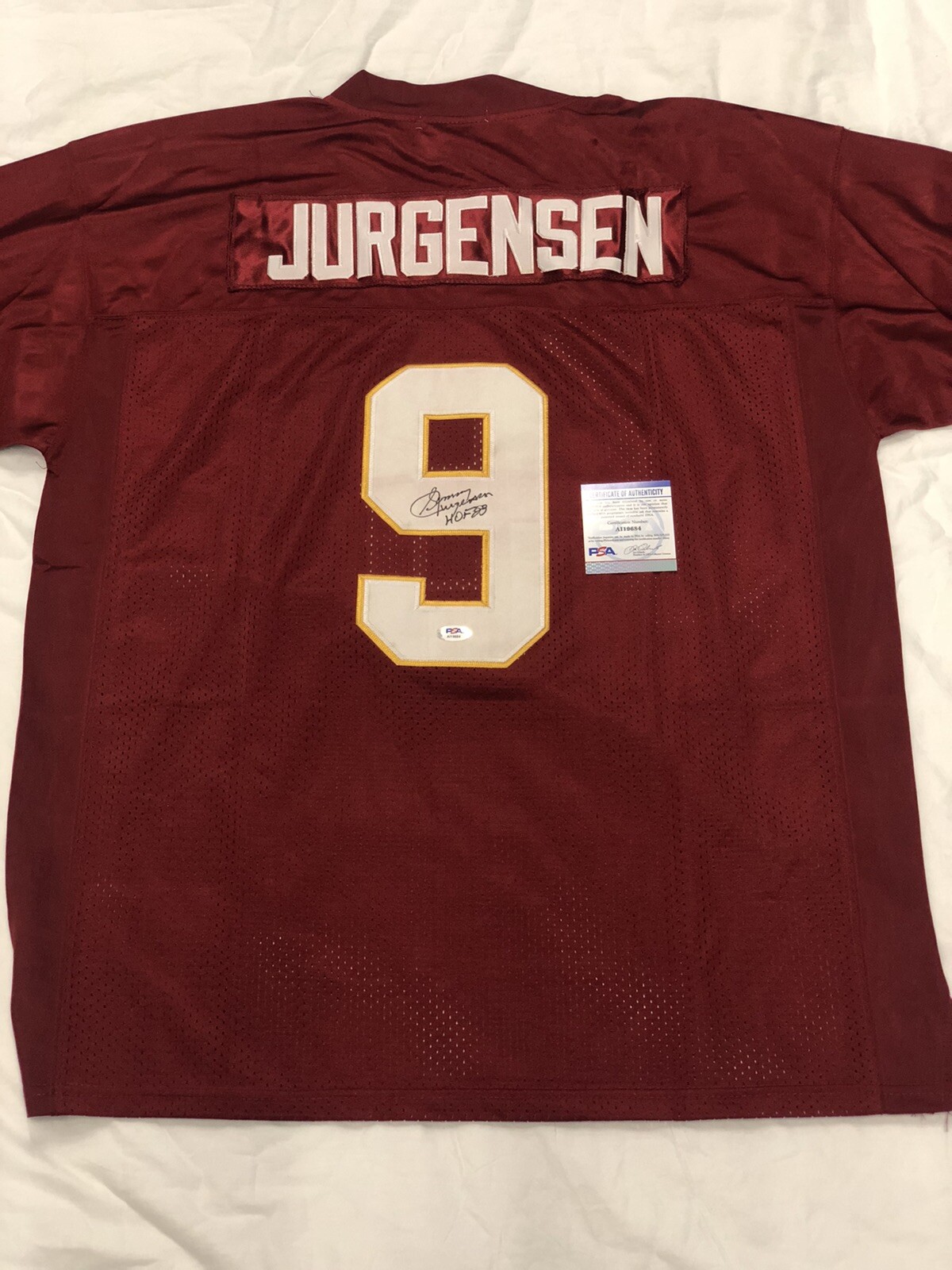 Sonny Jurgensen Signed Autographed Washington Redskins Jersey Psa/Dna