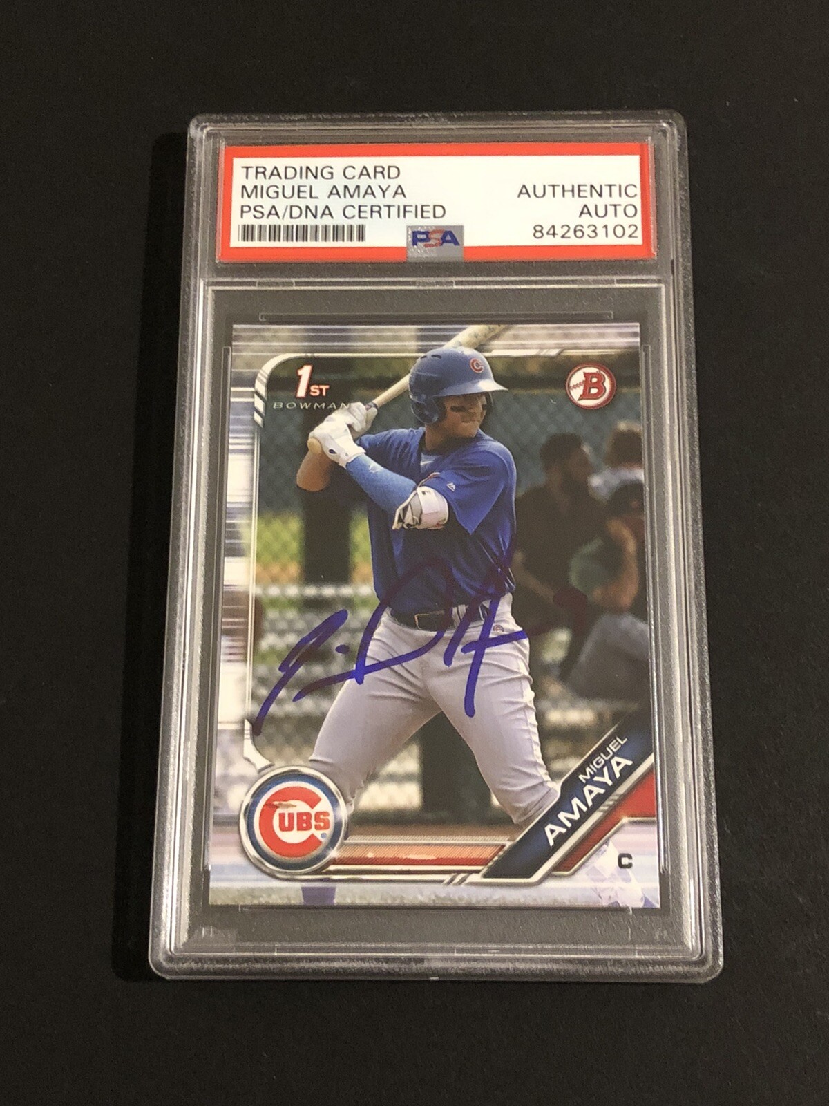 Miguel Amaya Signed Autographed 2019 Bowman Rookie Card Cubs Psa/Dna