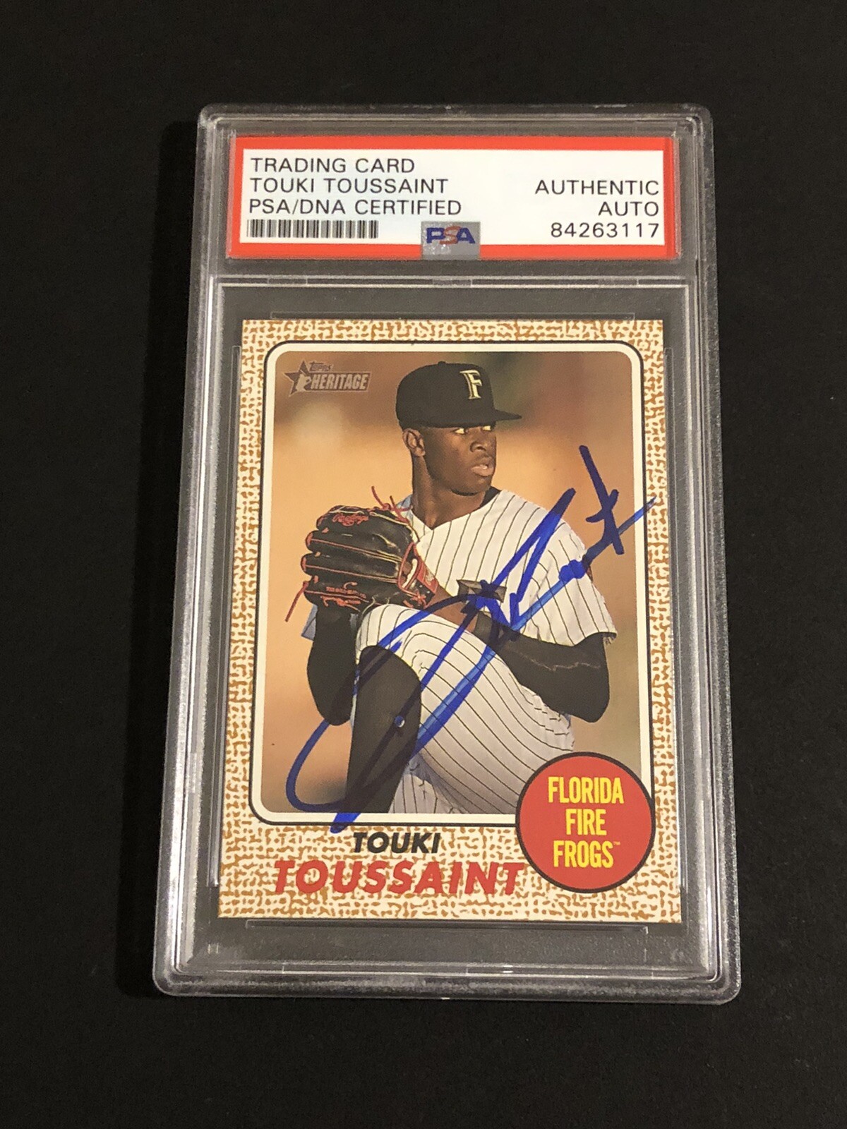 Touki Toussaint Signed 2017 Topps Hertiage Rookie Card Braves Psa/Dna