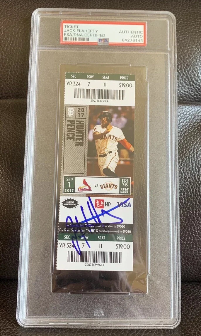 Jack Flaherty Signed MLB Debut Full Ticket Stub Psa/Dna 9/1/17 Cardinals Dodgers