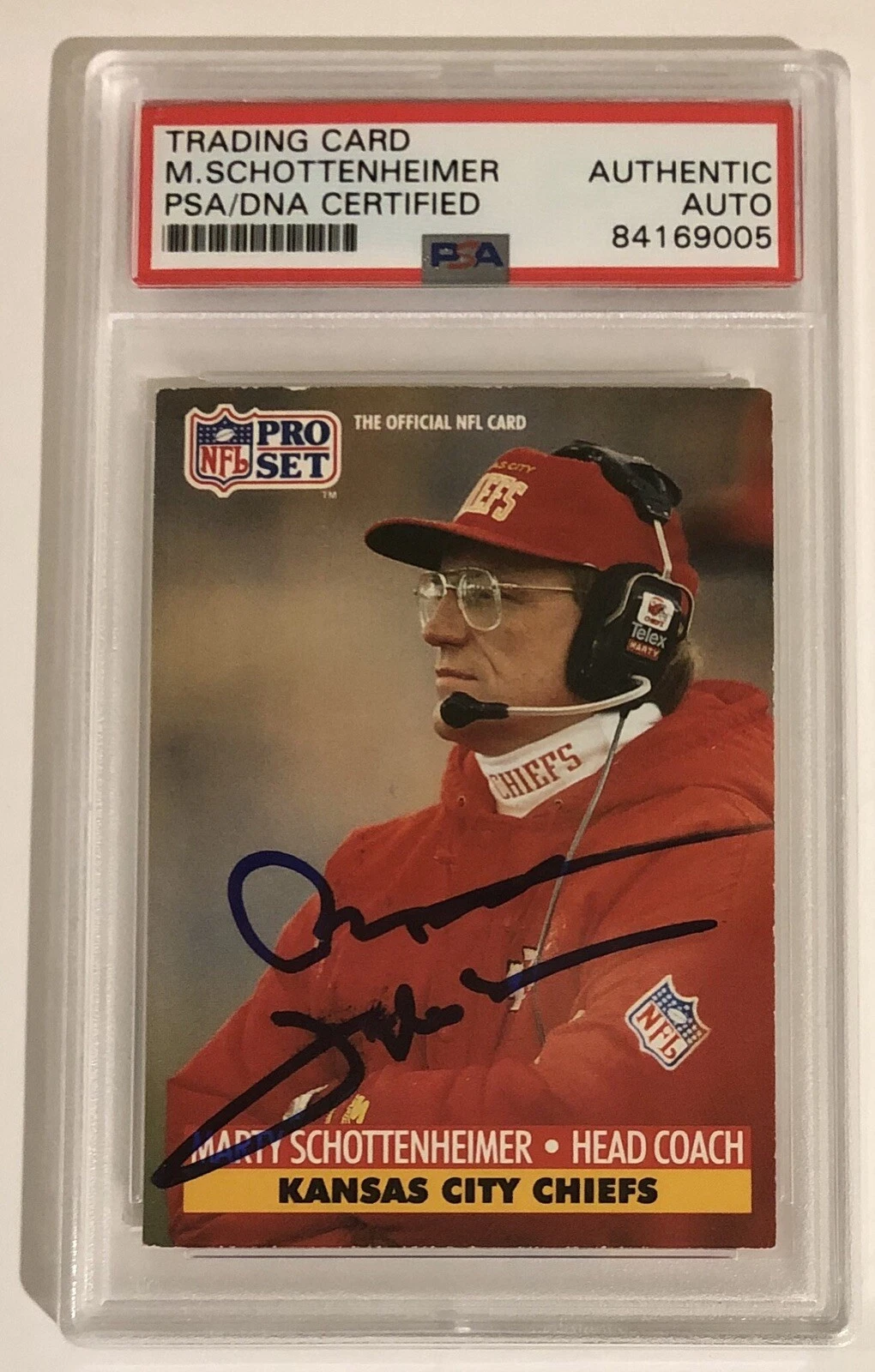 Marty Schottenheimer Signed 1991 Pro Set RC Kansas City Chiefs Psa/Dna