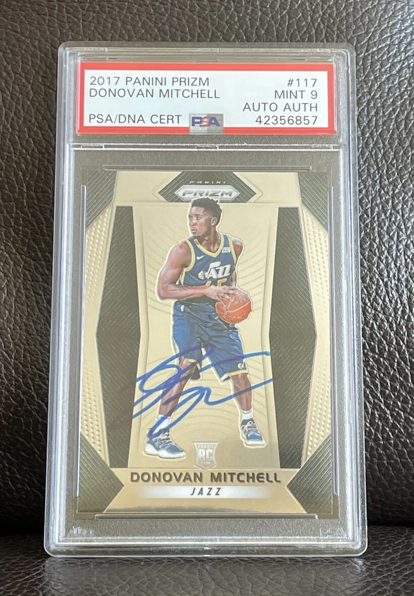 Donovan Mitchell Signed 2017 Panini Prizm Rookie Card #117 Psa/Dna Slab MINT 9