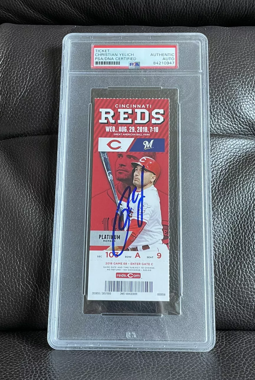 Christian Yelich Signed 2018 CYCLE #1 6For6 Ticket Stub Psa/Dna Slab 8/29/18 Mvp
