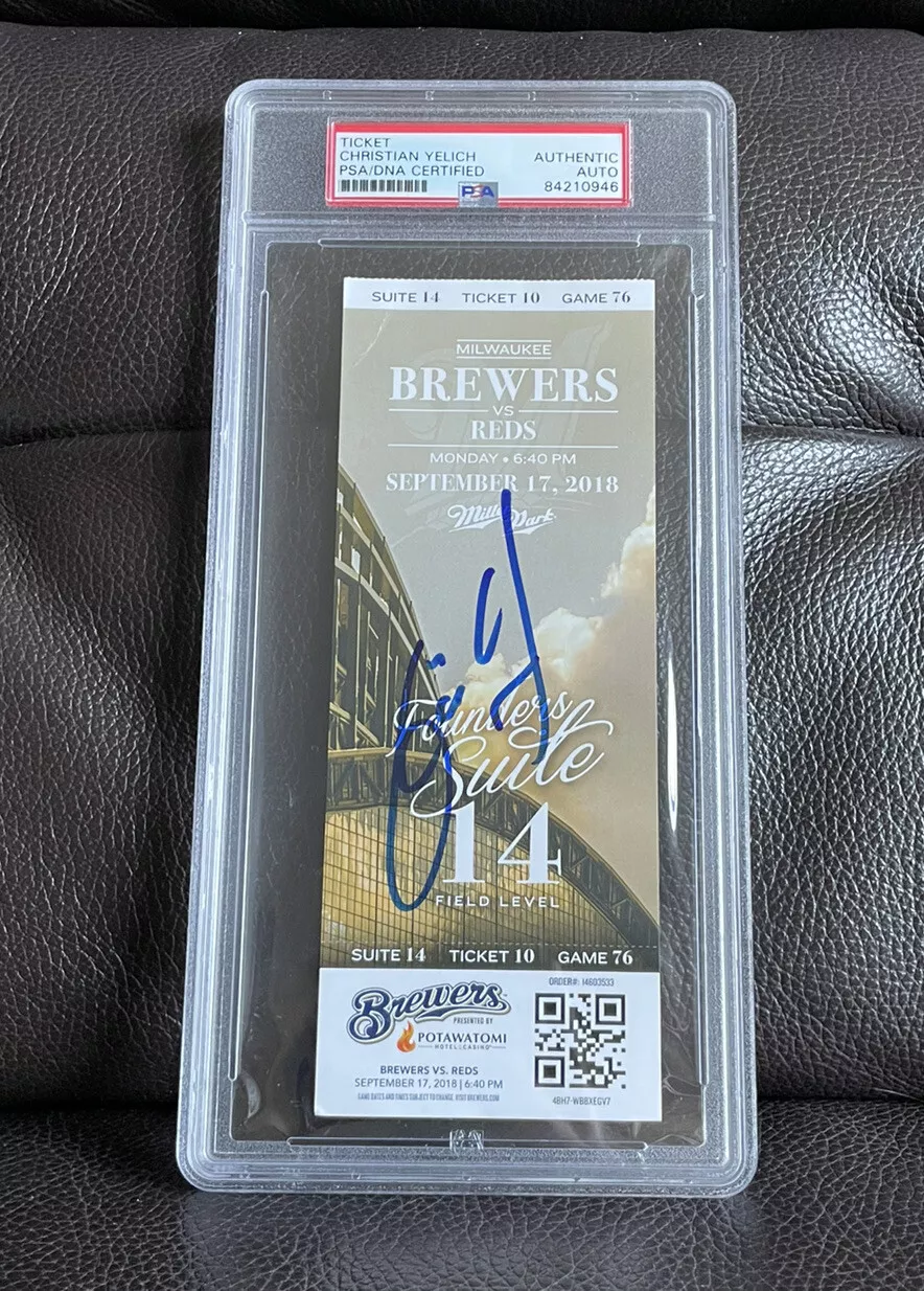 Christian Yelich Signed 2018 Cycle #2 Ticket Stub Psa/Dna Slabbed 9/17/18 Mvp