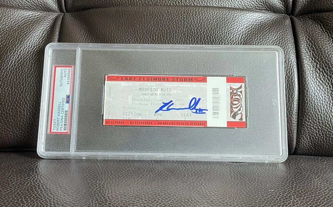Robert Hassell III Signed Rookie Season Ticket Stub Psa/Dna Slabbed Padres
