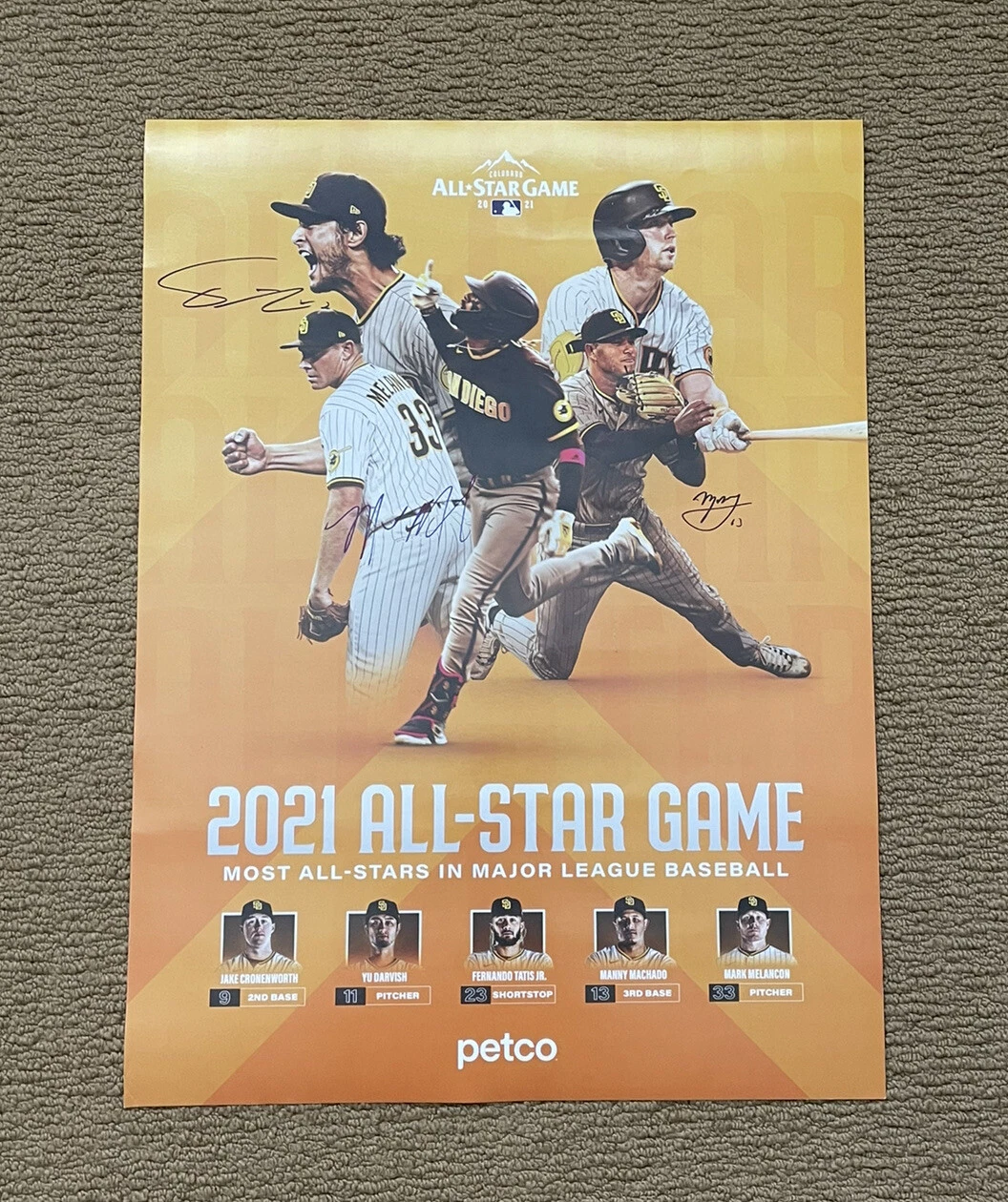2021 San Diego Padres SIGNED ALL STAR Poster by Machado, Darvish, Melancon