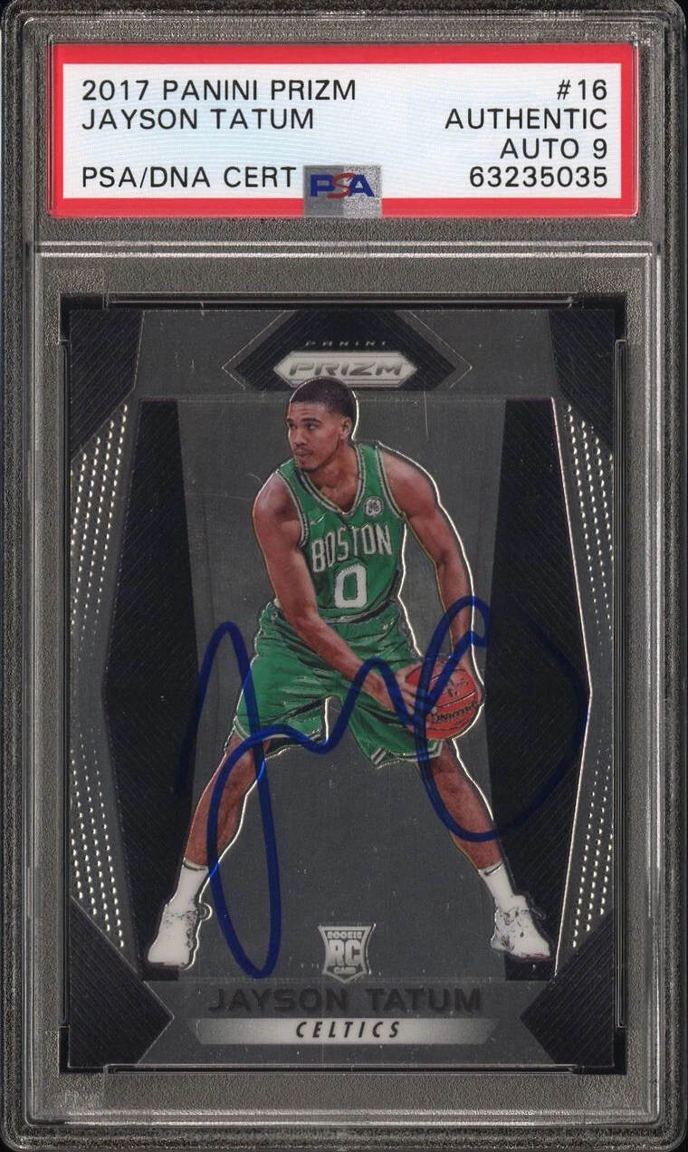 2017 Panini Prizm #16 Jayson Tatum Signed Rookie Card Psa MINT 9 AUTO RC Celtics