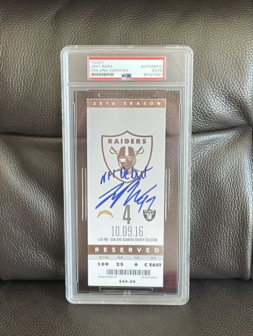 Joey Bosa Signed NFL Debut Ticket Stub “NFL Debut” Psa/Dna Slabbed Chargers