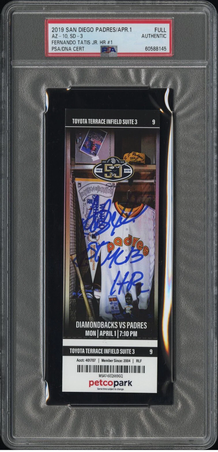 Fernando Tatis Jr Signed 1st MLB Home Run Full Ticket Stub Psa/Dna  “1st MLB HR”