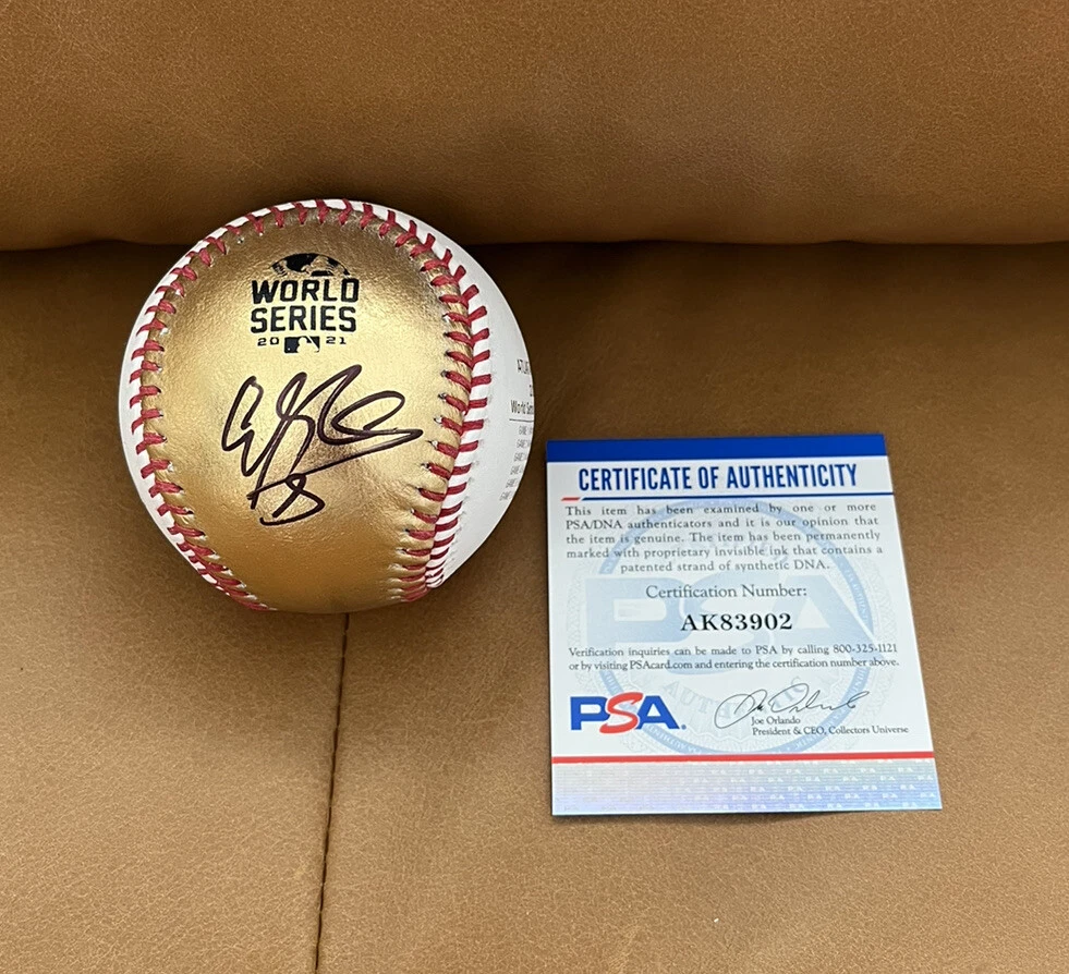 Eddie Rosario Signed Official 2021 World Series Gold Champs Baseball Psa/Dna Coa