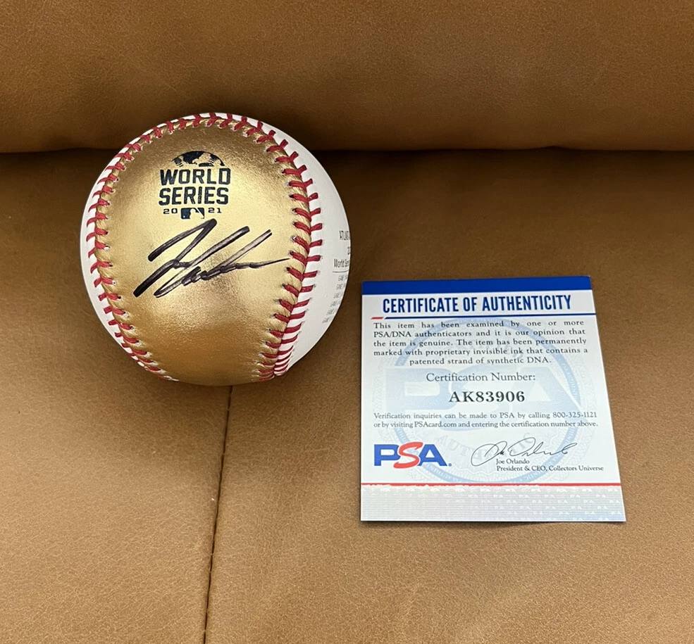 Ian Anderson Signed Official 2021 World Series Gold Champs Baseball Psa/Dna Coa