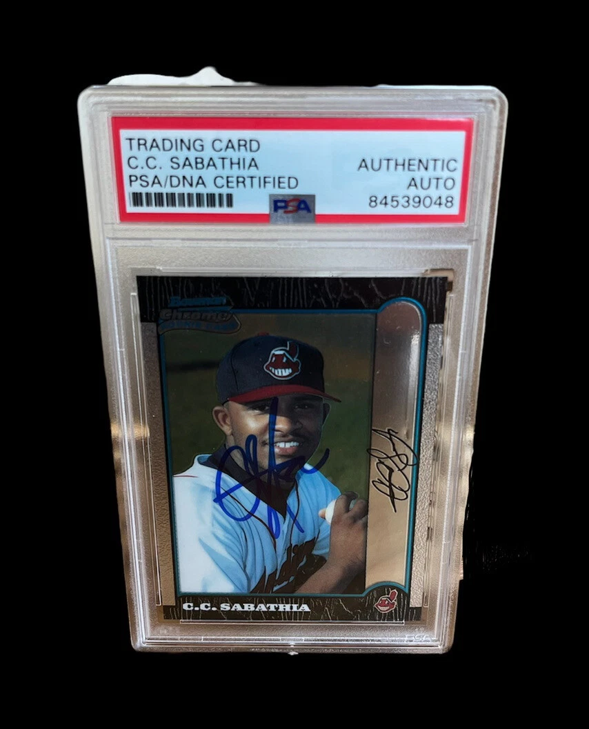 C.C. Sabathia Signed 1999 Bowman Chrome Rookie Card #344 Psa/Dna Slabbed Indians