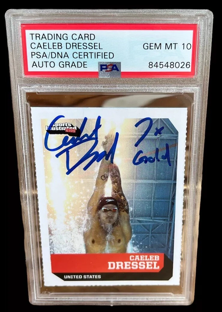 Caeleb Dressel Signed 2019 SI For Kids Rookie Card Psa GEM 10 AUTO “7x Gold” USA