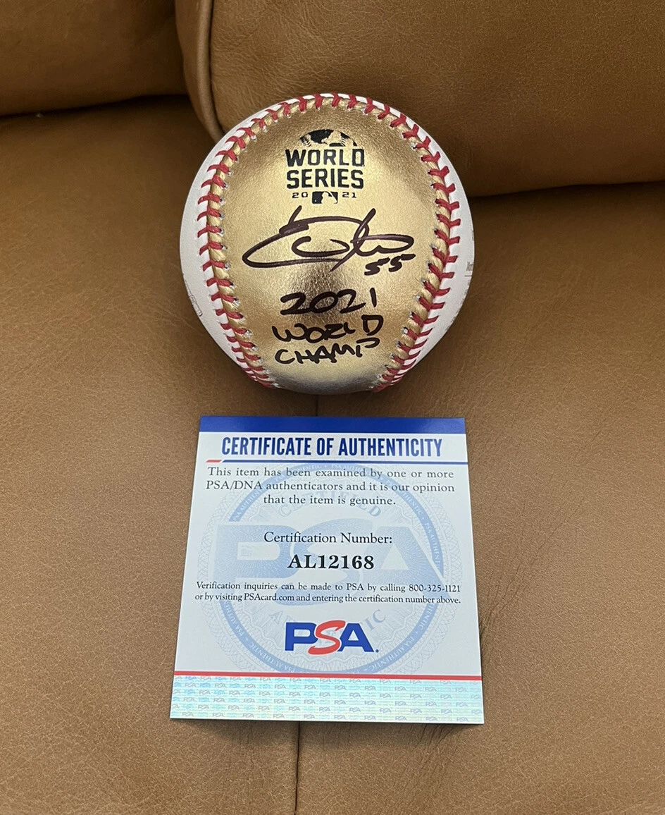 Chris Martin Signed Official 2021 World Series Gold Champs Baseball Psa/Dna Coa