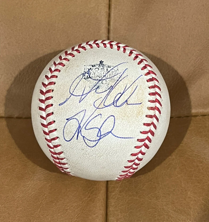 Garret Anderson + Tim Salmon Signed GU 20th Anniversary 2002 World Series Ball