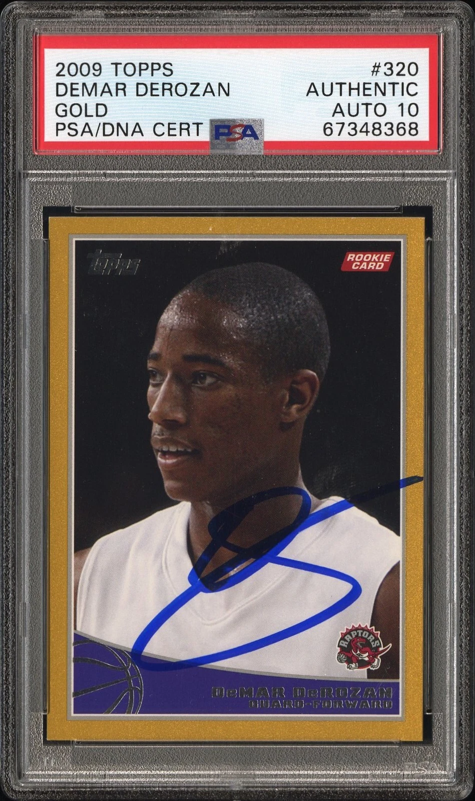 2009 Topps #320 DeMar DeRozan Gold Rookie Card /2009 Psa GEM MINT 10 AUTO RC