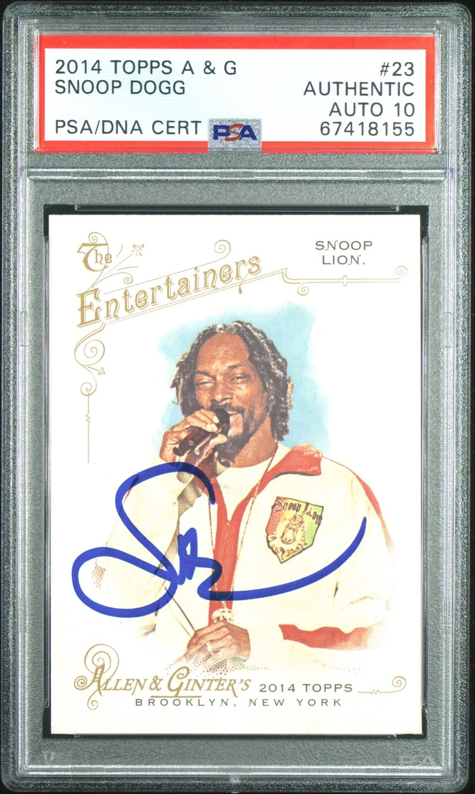Snoop Dogg Signed 2014 Topps Allen & Ginter Rookie Card #23 Psa GEM MINT 10 AUTO