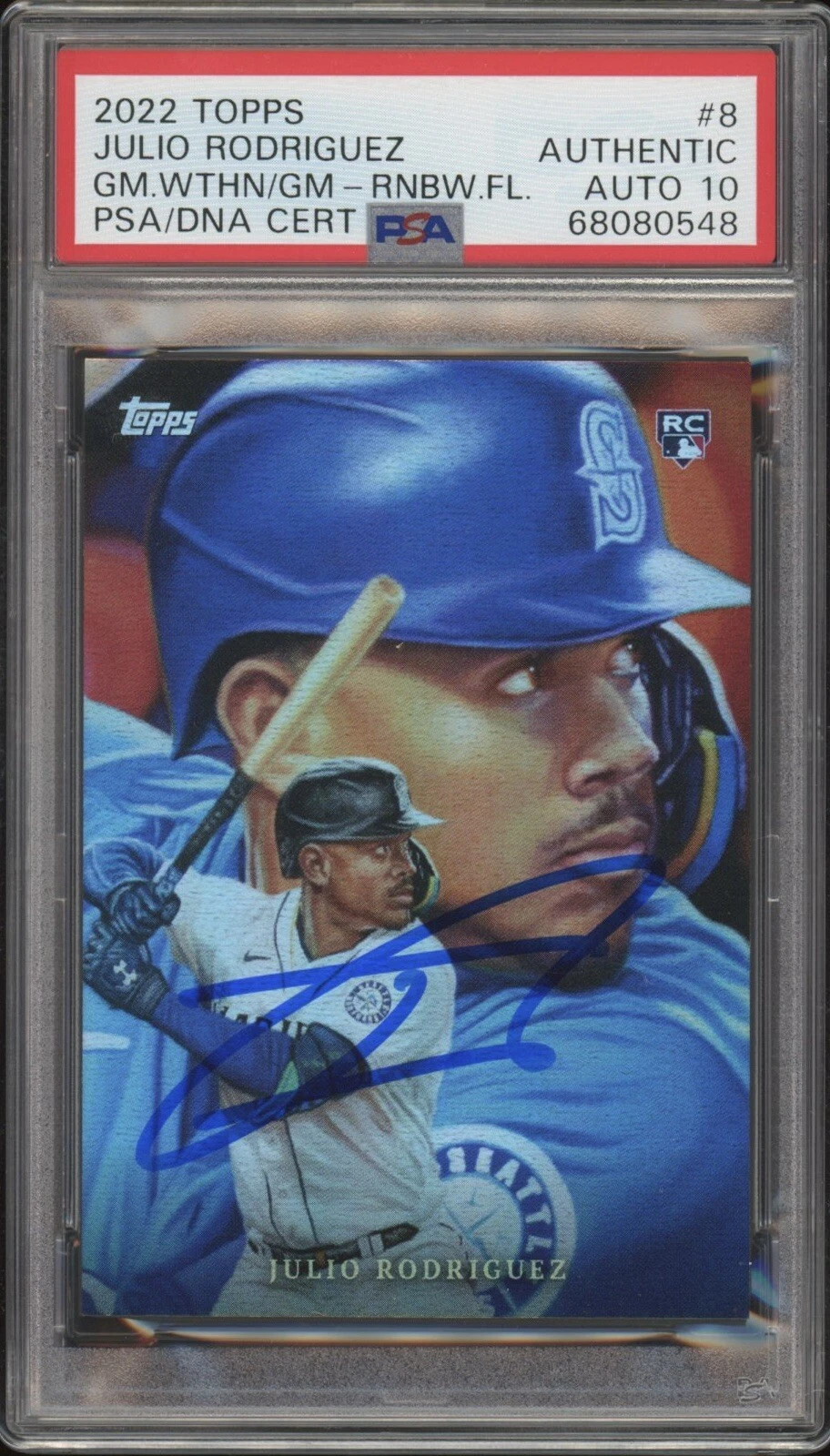 Julio Rodriguez Signed 2022 Topps Game Within Rainbow Foil /99 Psa GEM 10 AUTO