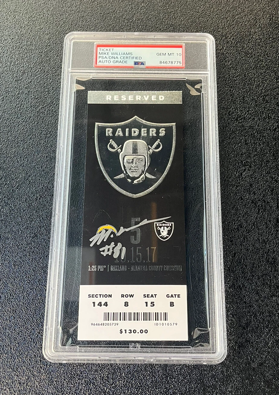 Mike Williams Signed Auto NFL DEBUT Full Ticket Stub Psa/Dna Slab GEM MT 10 AUTO