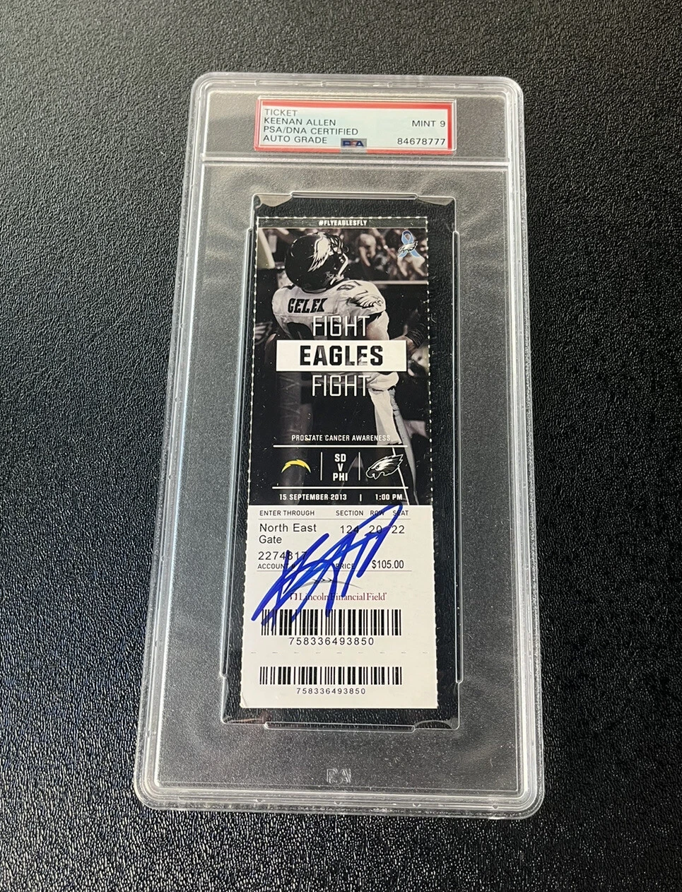 Keenan Allen Signed Auto NFL DEBUT Full Ticket Stub Psa/Dna Slab MINT 9 AUTO