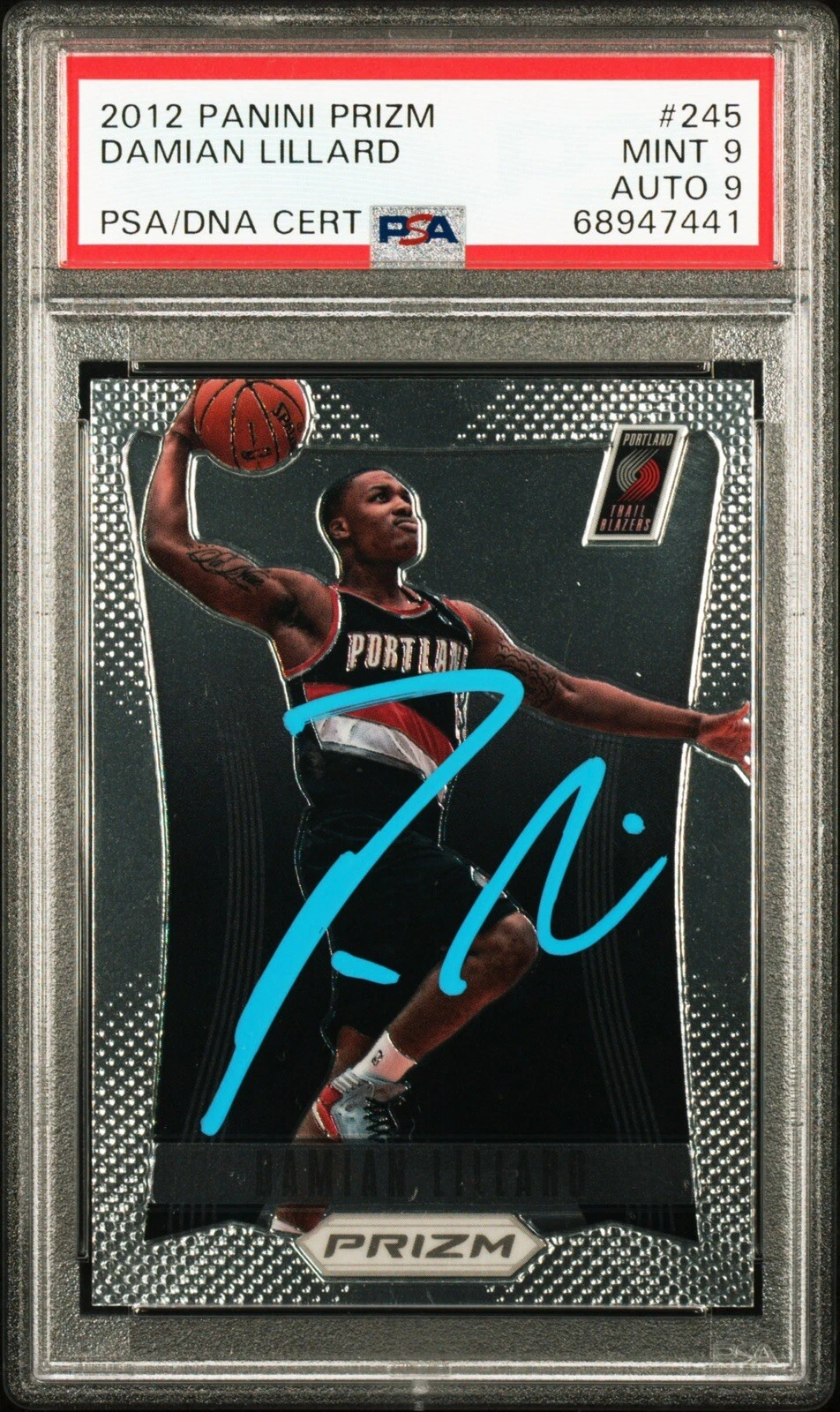2012 Panini Prizm #245 Damian Lillard Rookie Card Auto Psa/Dna MINT 9/9 RC