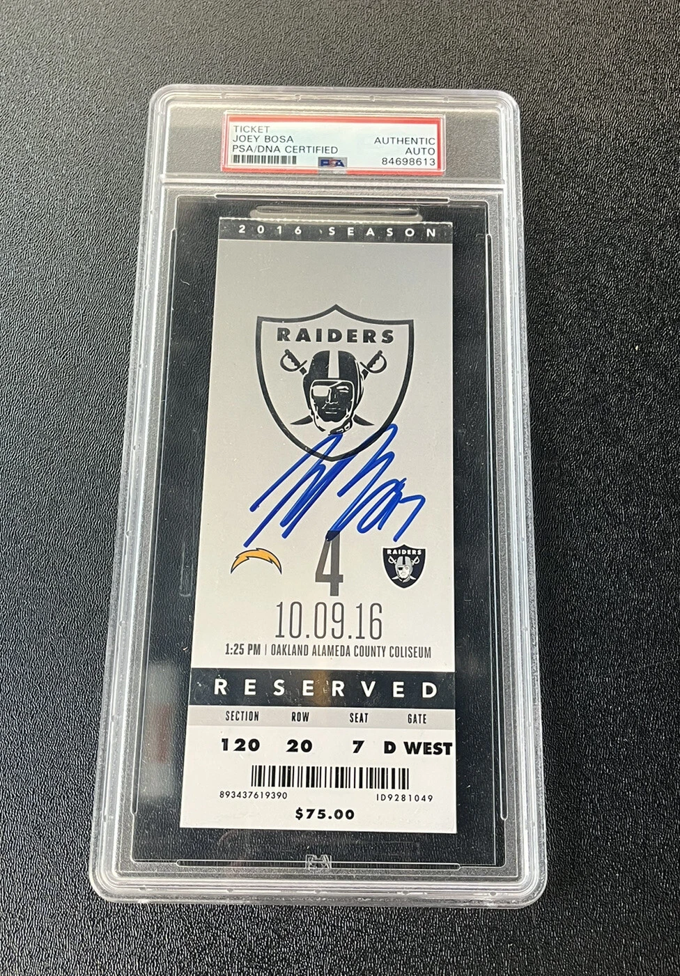 Joey Bosa Signed NFL Debut Ticket Stub Auto Psa/Dna Slabbed Chargers 10/9/2016