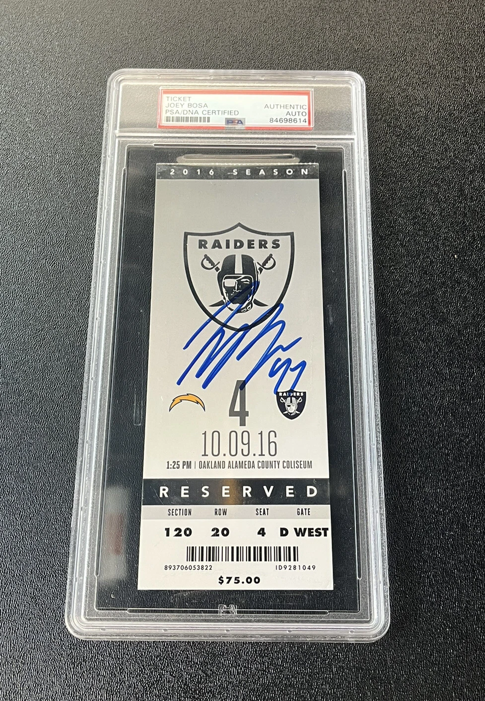 Joey Bosa Signed NFL Debut Ticket Stub Auto Psa/Dna Slabbed Chargers 10/9/2016