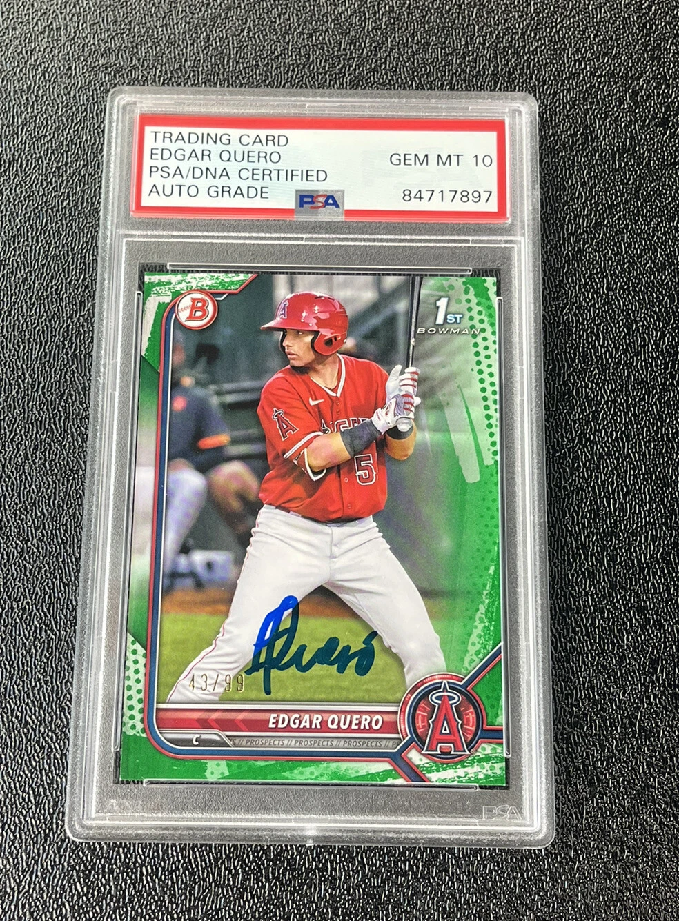 Edgar Quero Signed 2022 1st Bowman Green Paper Card /99 #BP123 Psa GEM 10 AUTO