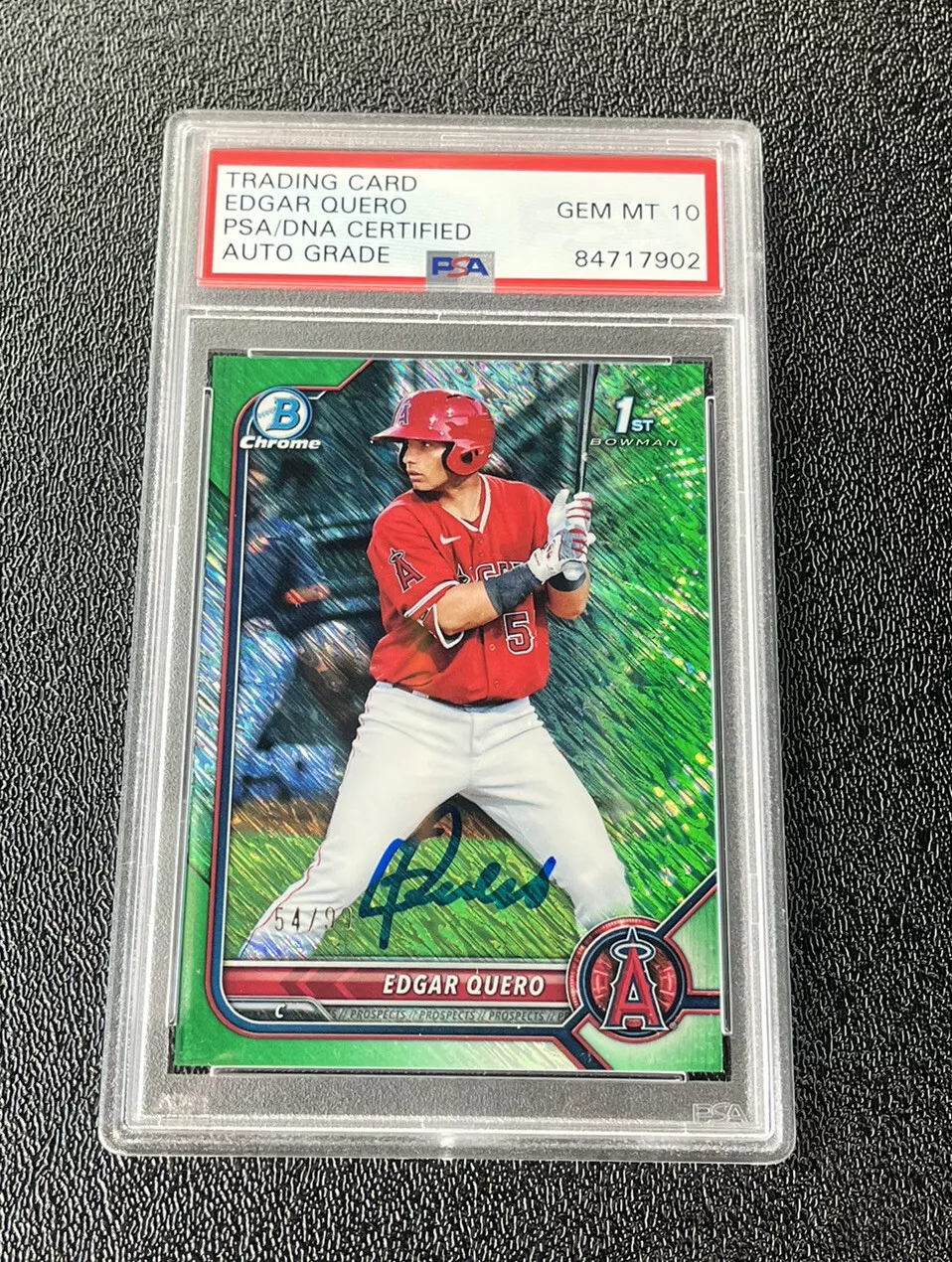 Edgar Quero Signed 2022 1st Bowman Chrome Green Shimmer /99 Psa GEM MINT 10 AUTO