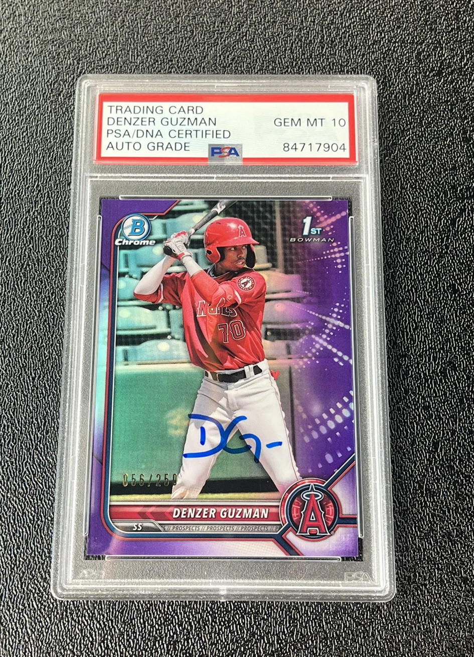 Denzer Guzman Signed 2022 1st Bowman Chrome Purple Ref /250 Psa GEM MT 10 AUTO