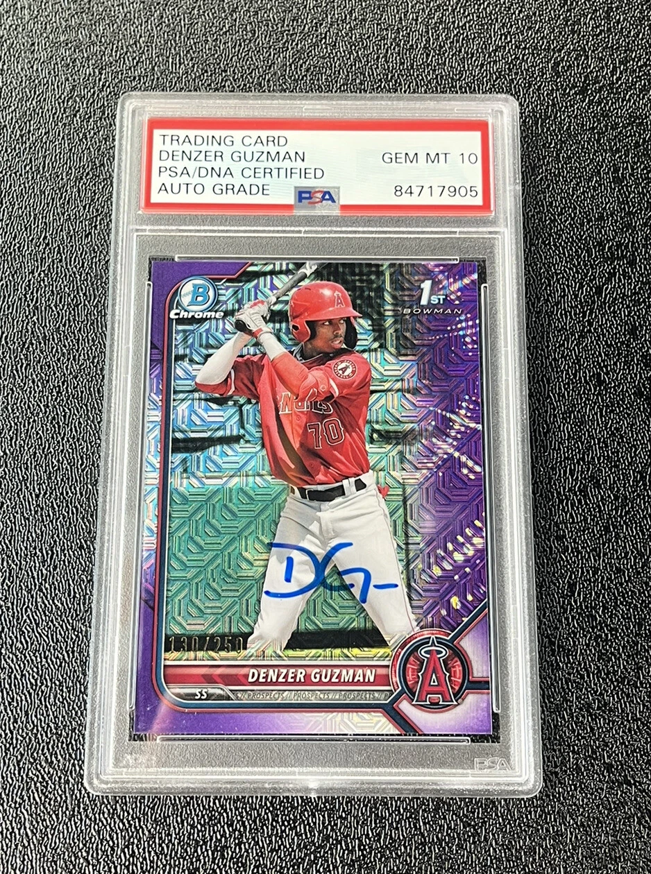 Denzer Guzman Signed 2022 1st Bowman Chrome Purple Mega Box /250 Psa GEM 10 AUTO