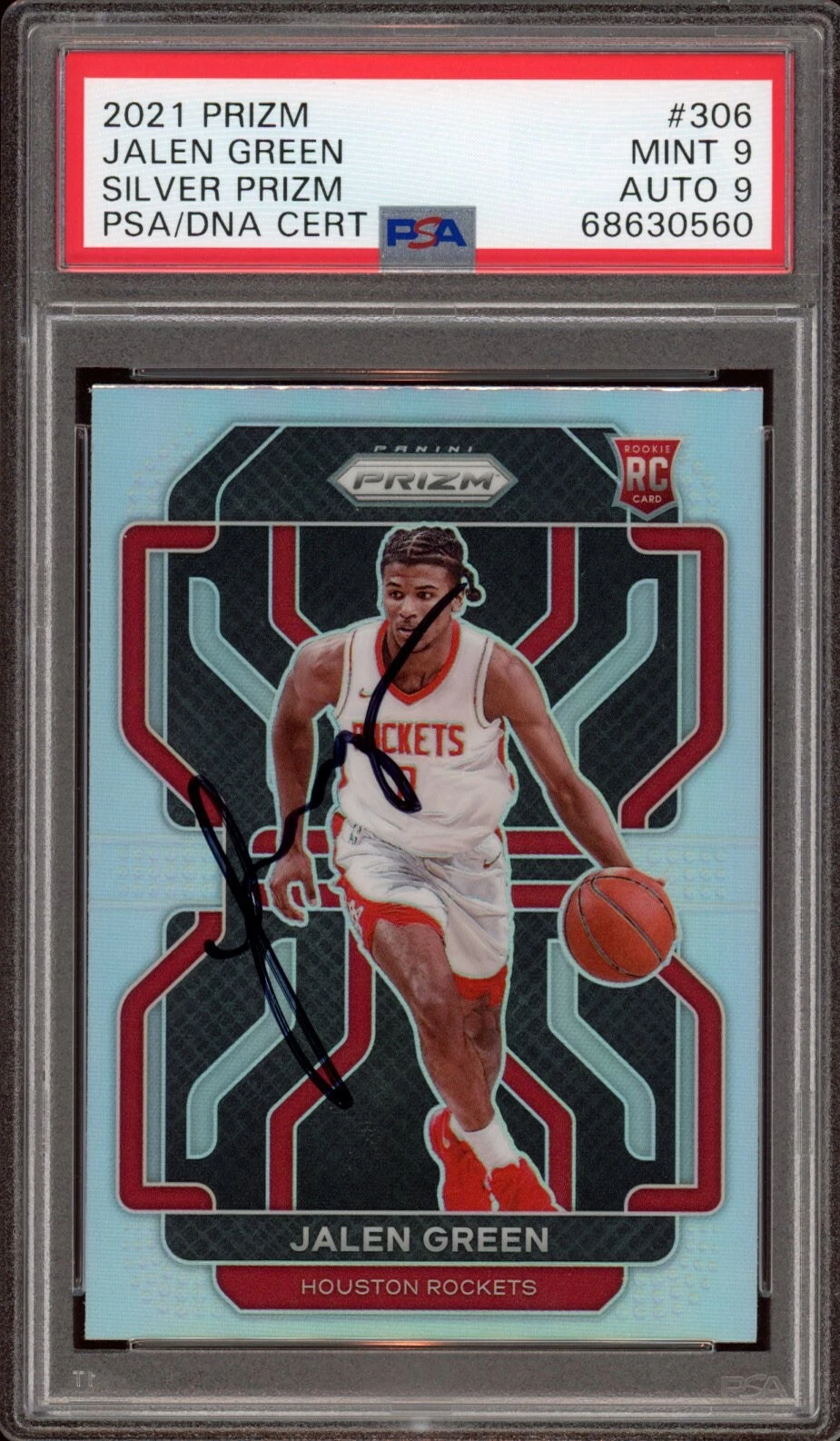 2021 Panini Prizm #306 Jalen Green Silver Prizm Rookie Card Auto Psa MINT 9/9 RC